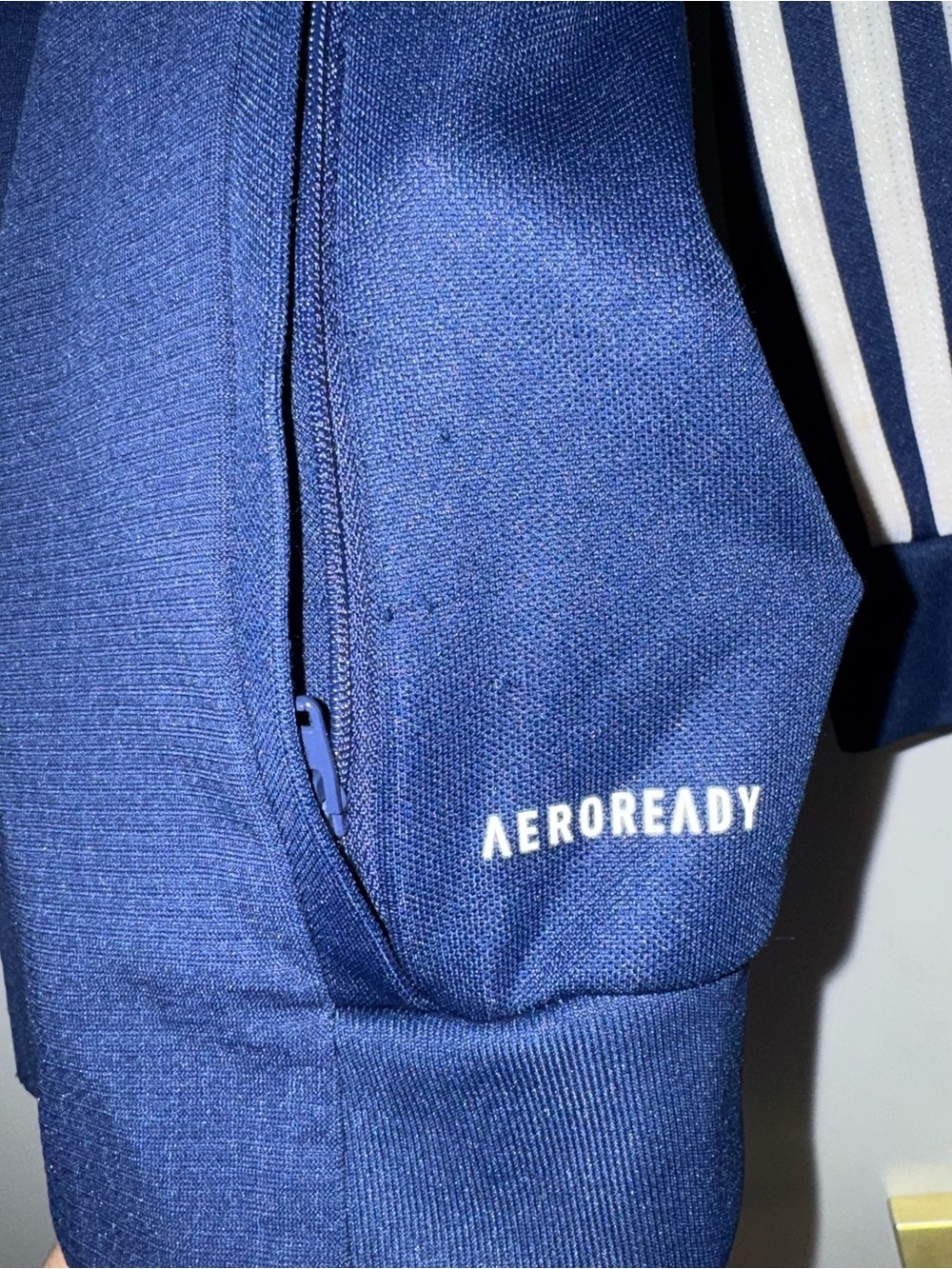 adidas AEROREADY Unisex Kids Track Jacket Navy/White Size M Full Zip - Picture 7 of 7